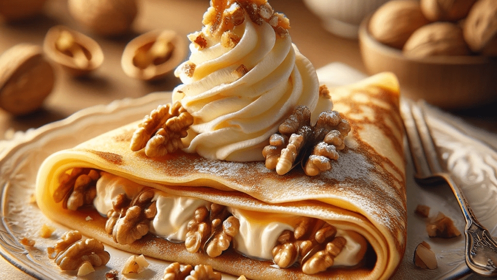 Diós palacsinta vaníliás mascarponéval