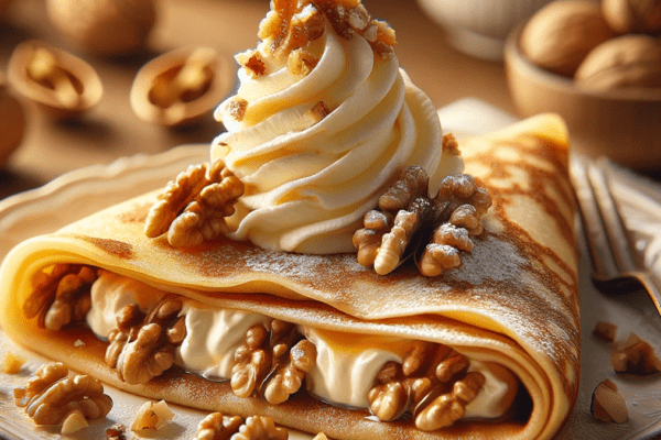 Diós palacsinta vaníliás mascarpone krémmel töltve Diós palacsinta vaníliás mascarpone krémmel töltve