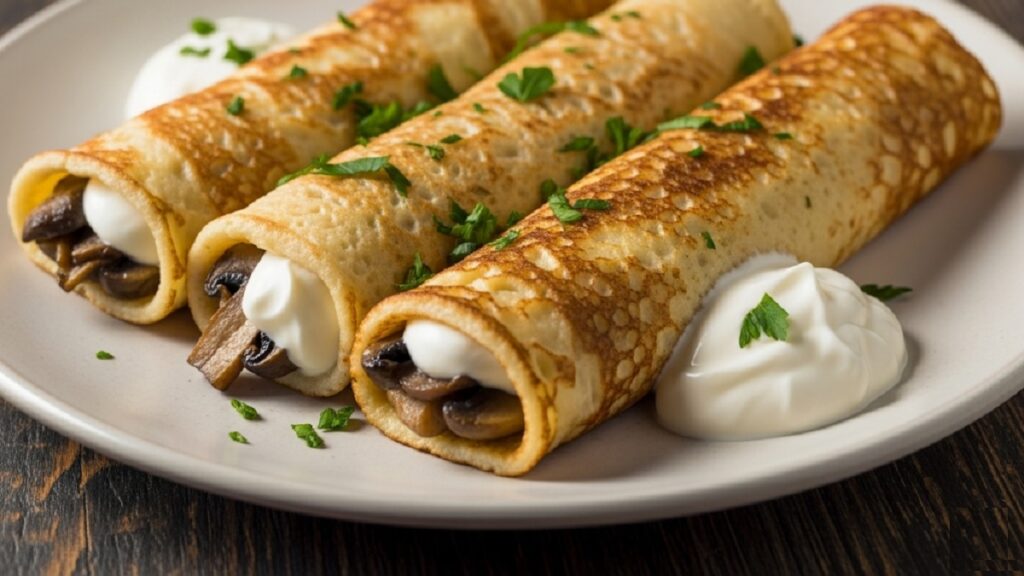 Gombás-tejfölös palacsinta